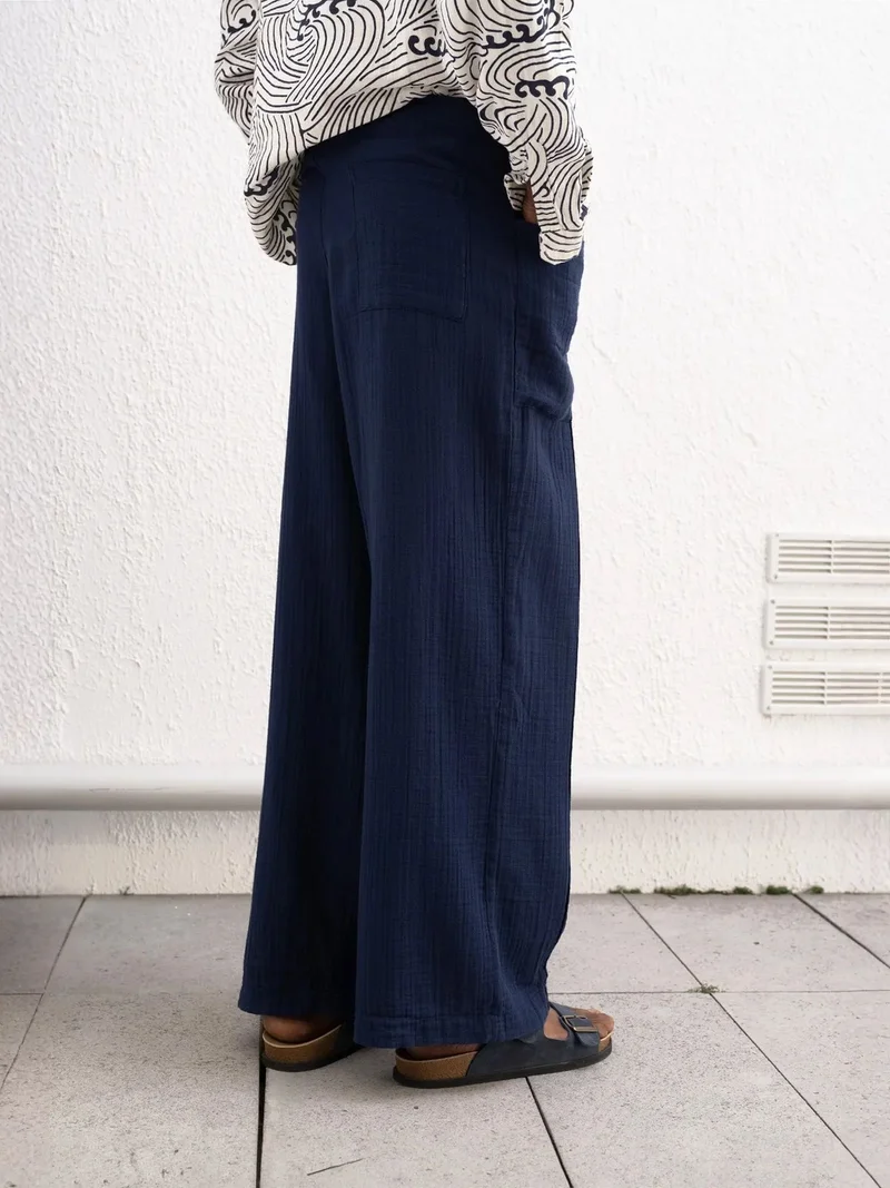 جيستو بنطلون قطني واسع الساق برباط